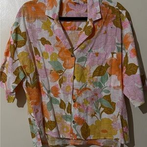 Billabong Pink, Orange & Yellow Floral Button-Up Shirt